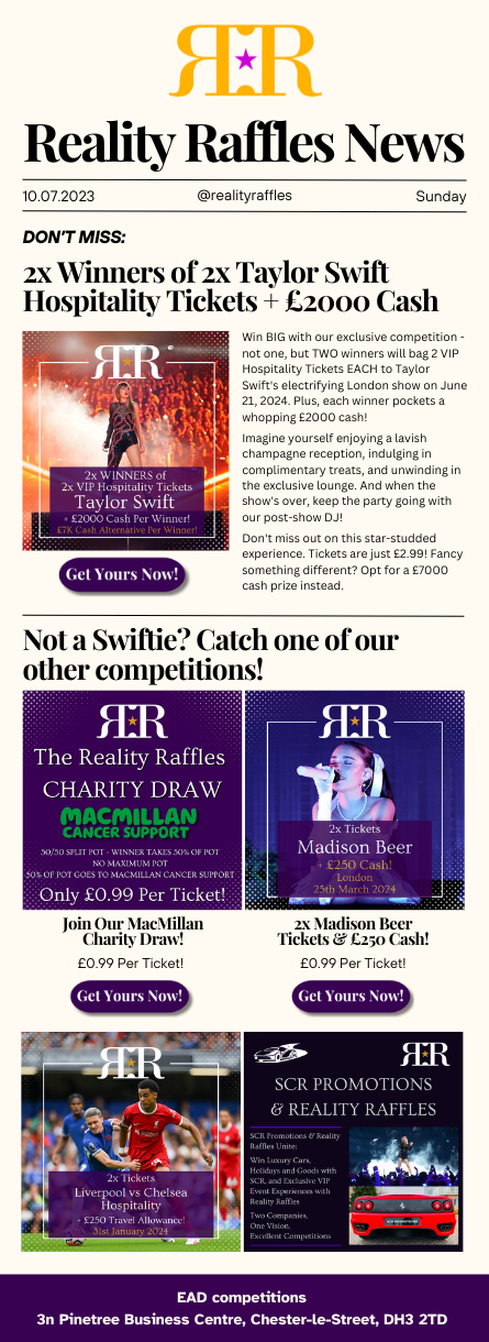 Reality Raffles Email Campaign